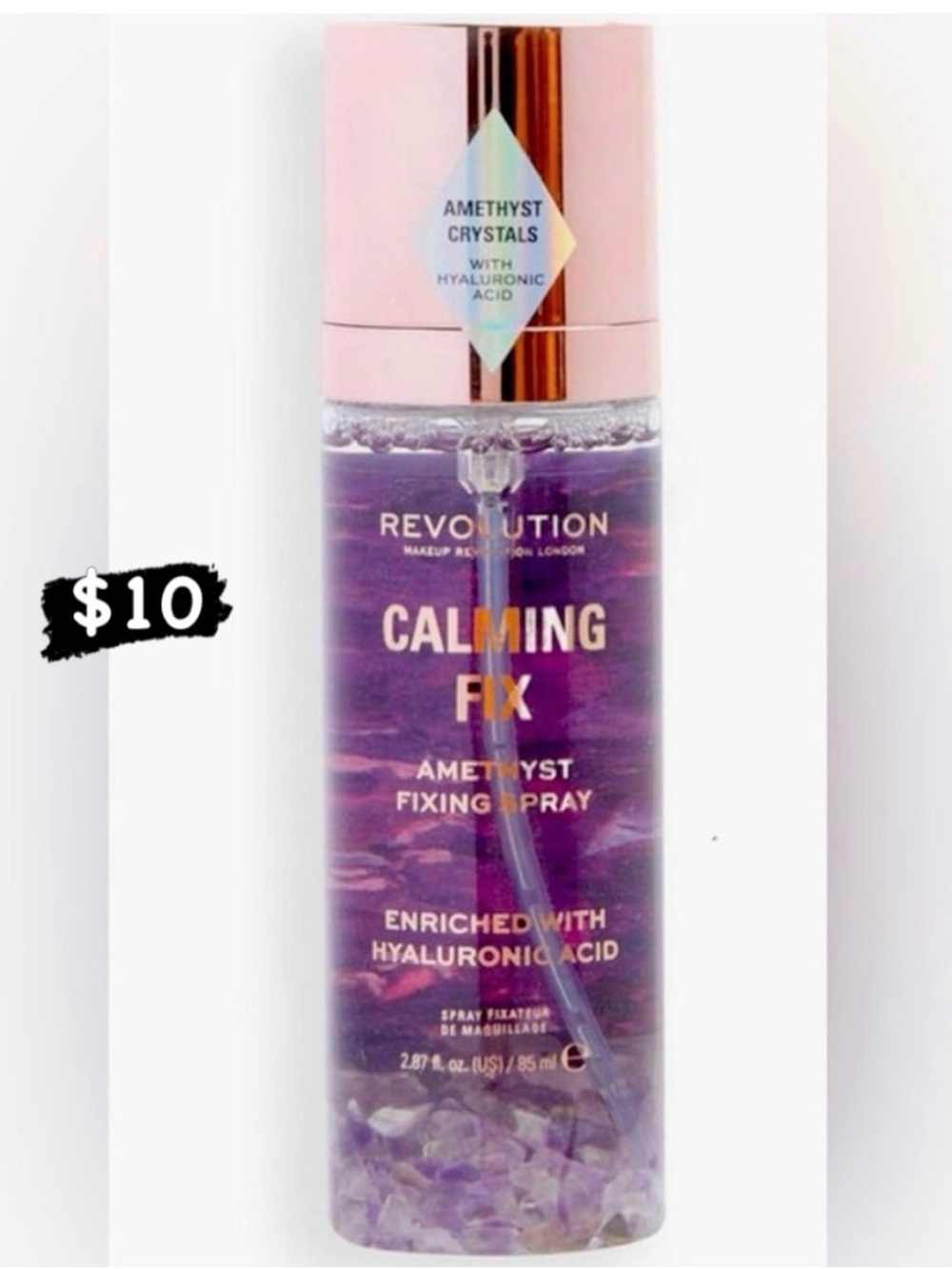 Makeup Revolution Calming Fix Amethyst Fixing Spray Hyaluronic Acid 2.87 fl oz